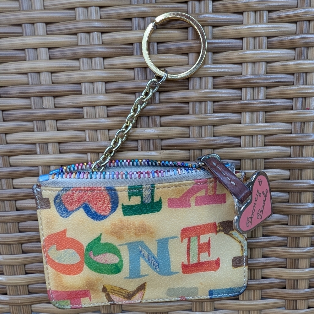 Dooney & Bourke Multicolor Graffiti Doodle Card Holder Coin Wallet Key Chain - Picture 9 of 15